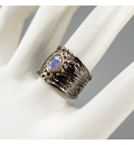 Srebrny pierścionek z tanzanitem - rozmiar 14.5